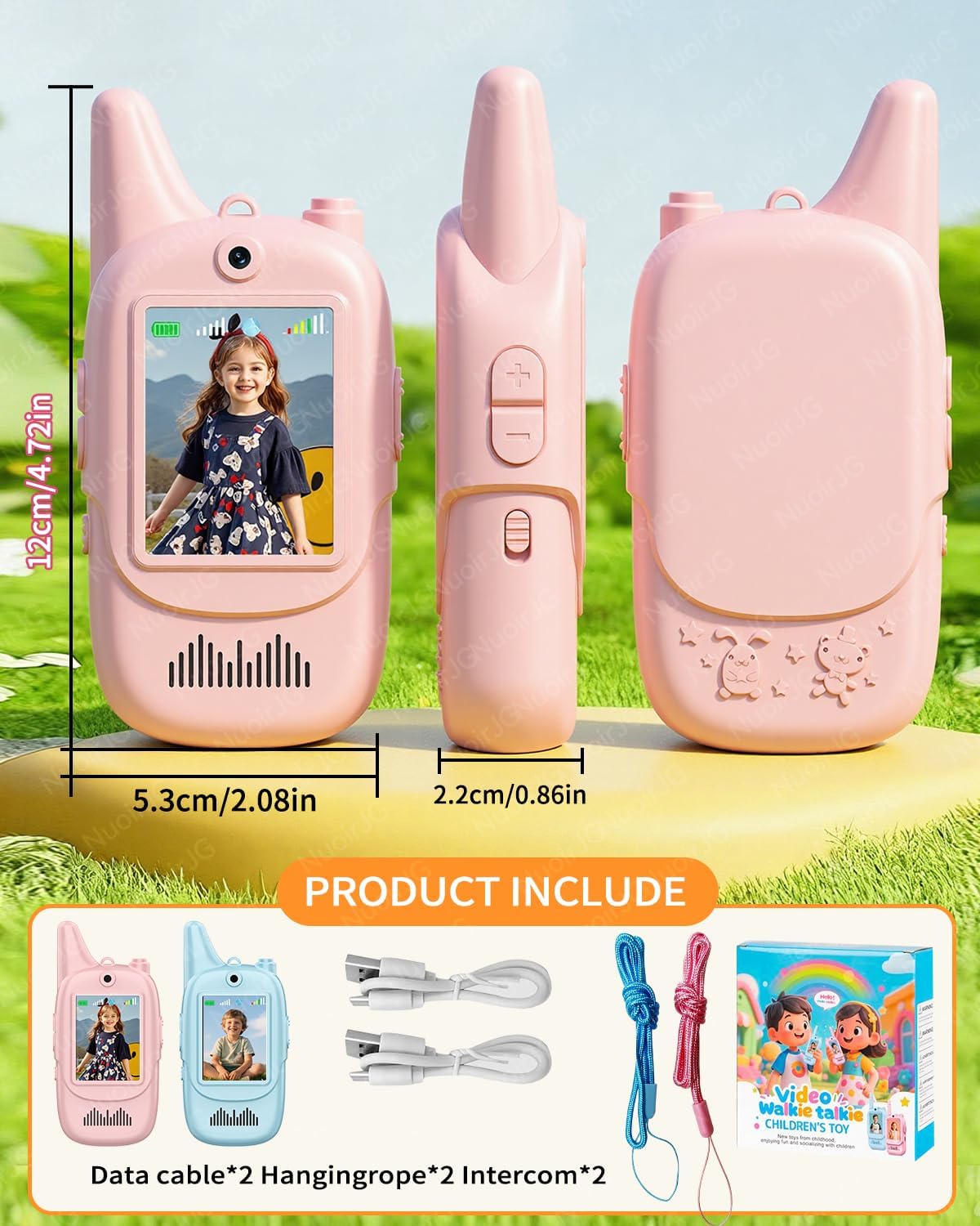 Walkie Talkie for Kids with Video: 2 Pack (Blue+Pink),Long Range Walkie Talkies with Screen&HD Camera&4 Voice Effects,Gift Toys for Boys&Girls Ages 3-12 for Outdoor Play,Camping,Travel,Hiking