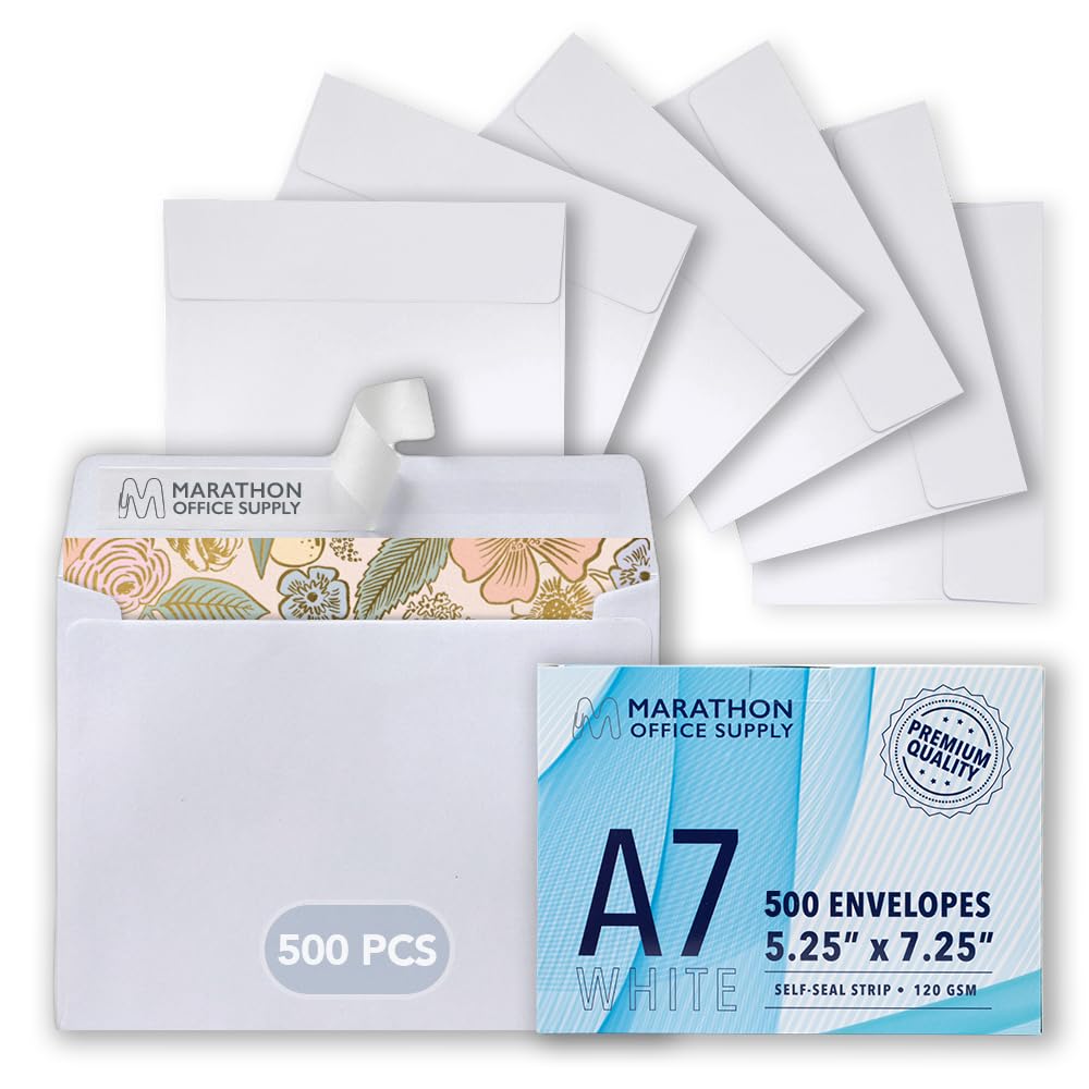 MOS A1 Kraft Envelopes 3.6 x 5.1 Inch 500 Pack — Brown Self-Seal Heavyweight Invitation Envelopes for RSVP, Thank You Cards, Gift Cards, Weddings, Business Mailings