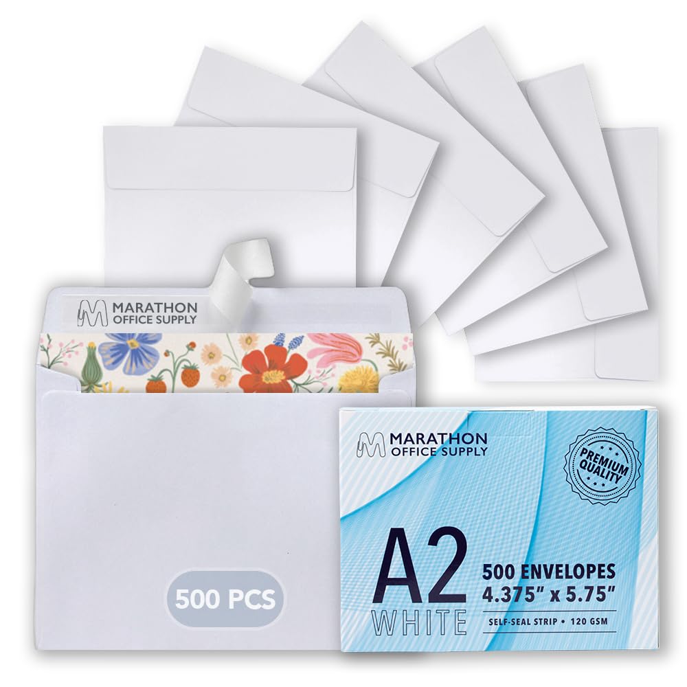 MOS A1 Kraft Envelopes 3.6 x 5.1 Inch 500 Pack — Brown Self-Seal Heavyweight Invitation Envelopes for RSVP, Thank You Cards, Gift Cards, Weddings, Business Mailings