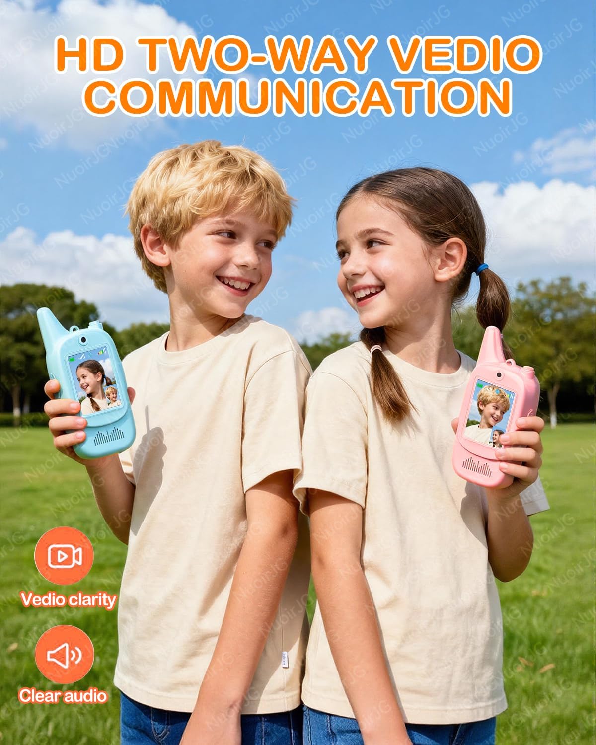 Walkie Talkie for Kids with Video: 2 Pack (Blue+Pink),Long Range Walkie Talkies with Screen&HD Camera&4 Voice Effects,Gift Toys for Boys&Girls Ages 3-12 for Outdoor Play,Camping,Travel,Hiking