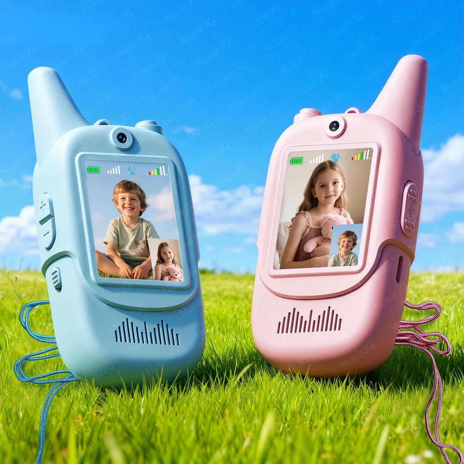 Walkie Talkie for Kids with Video: 2 Pack (Blue+Pink),Long Range Walkie Talkies with Screen&HD Camera&4 Voice Effects,Gift Toys for Boys&Girls Ages 3-12 for Outdoor Play,Camping,Travel,Hiking