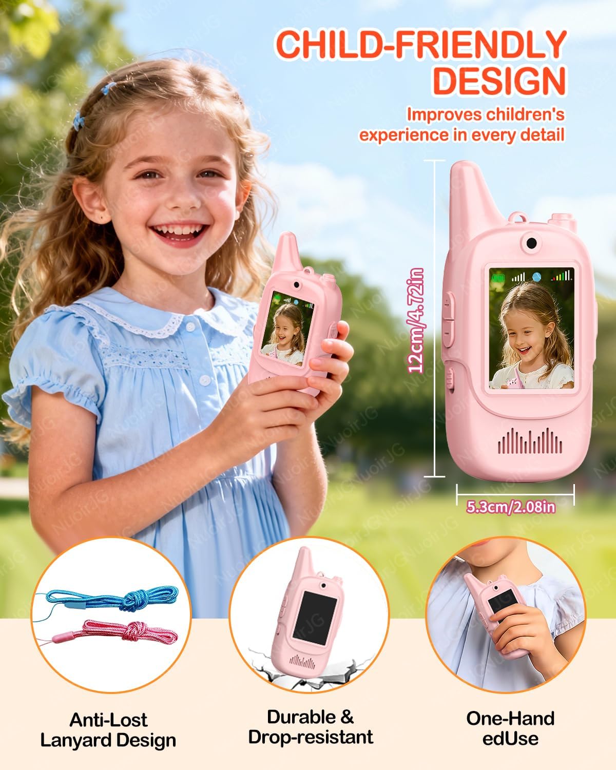 Walkie Talkie for Kids with Video: 2 Pack (Blue+Pink),Long Range Walkie Talkies with Screen&HD Camera&4 Voice Effects,Gift Toys for Boys&Girls Ages 3-12 for Outdoor Play,Camping,Travel,Hiking